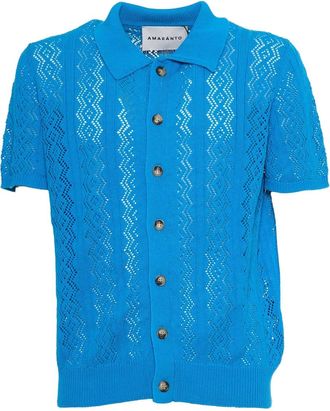 Amaranto Polo con bottoni - Blu