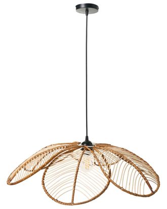 Beliani L&aacute;mpara colgante Rat&aacute;n Natural