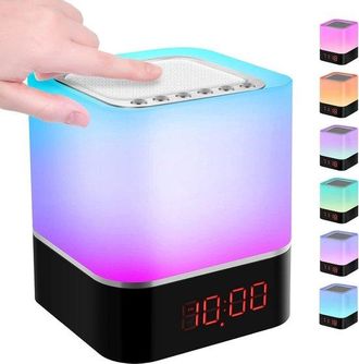 OEM Reloj Despertador Con Altavoz Bluetooth - L&aacute;mpara De Noche Led - Regulable Mediante Tacto - 7 Colores