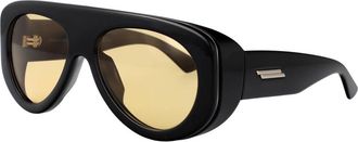Bottega Veneta Oversized Pilot Zonnebril - unisex - Zonnebrillen - Zwart - 58 MM - Nylon - Accessoires