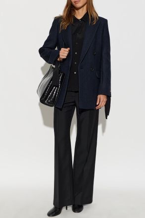 Zadig&Voltaire Open Lapel Wool Coat, Womens, Navy Blue