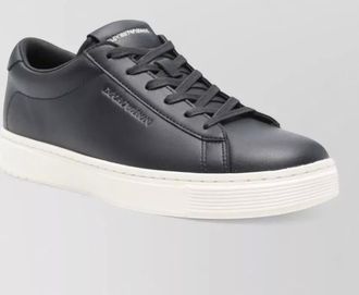 Emporio Armani leather sneakers contrast sole round toe