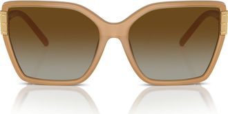 Tory Burch 58mm Polarized Square Sunglasses in Milky Brown /Brown Polar at Nordstrom