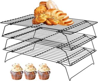 OEM Rejilla De Enfriamiento - Rejilla De Hornear Apilable De 3 Niveles - 40 X 25 Cm - Acero Inoxidable - Para Galletas Pasteles Y Platos A La Parrilla - 3