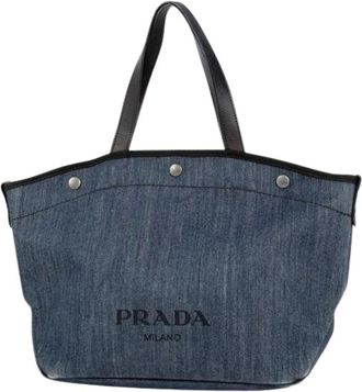Prada Pre-owned Tote Bags, female, Blue, Size: ONE SIZE Pre-owned Vintage Denim Tote Bag