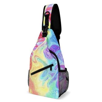 Generic Colored Water Ripples Unisex Shoulder Bags Casual Crossbody Chest Bag Sling Backpack for Hiking Cycling Travel