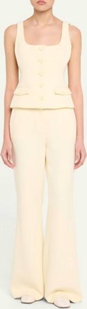 Toccin Georgia Scoop Neck Button-Front Top In Butter