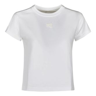 Alexander Wang Tops, Dames, Wit, XS, Katoen, Witte T-shirts en Polos met Puff Logo