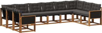 vidaXL Conjunto De Sof&aacute;s De Exterior 10 Uds. Natural Y Negro Vidaxl