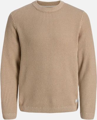 Jack & Jones Mens Jack & Jones JJE Dover Knit crew neck MOONBEAM - Cream - Size: 36