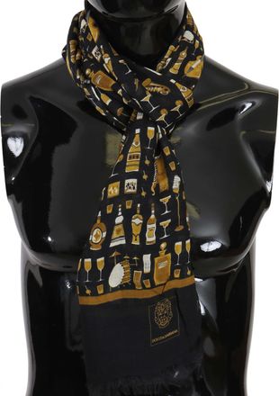 Dolce & Gabbana Blauw Modal Kasjmier Cocktail Print Heren Sjaal