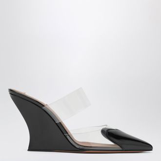 Alaia Mule con zeppa Le Coeur nera in vernice