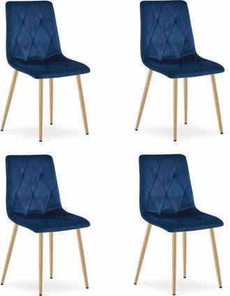 OEM Silla Libra - Terciopelo Azul Marino / Patas Color Madera X 4