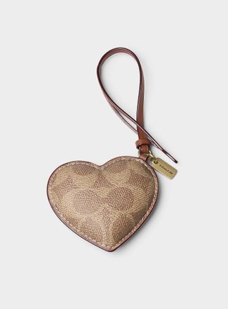 Coach Womens Signature design heart charm key chain