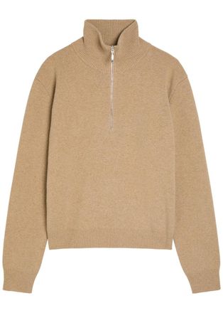 R&oacute;he Half-zip Wool-blend Jumper - Light Brown - 38 (UK10 / S)