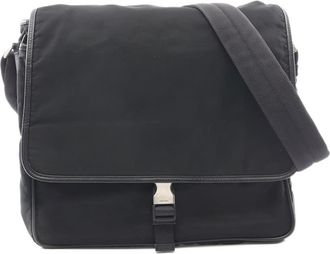 Prada Pre-owned Prada Saffiano Trimmed Tessuto Buckle Messenger Bag Unisex RDAN5Q20VUE21GDT