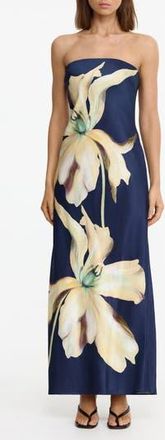 Significant Other Mora Floral Print Strapless Dress in Midnight Lilium at Nordstrom Rack, Size 6