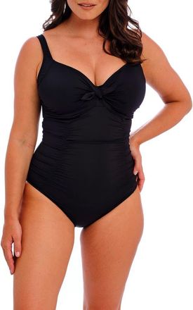 Fantasie Merissa Underwire Twist Front One-Piece Swimsuit in Black at Nordstrom, Size 34Ff