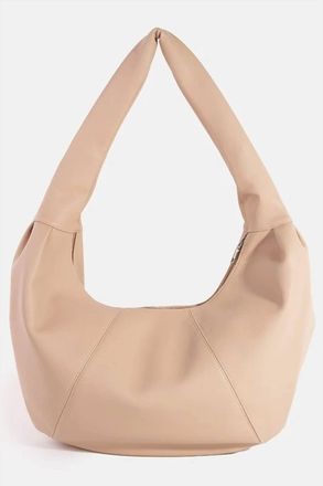 Fame Accessories Womens Brooke Panel Stitch Faux Leather Crescent Boho Shoulder Bag In Taupe