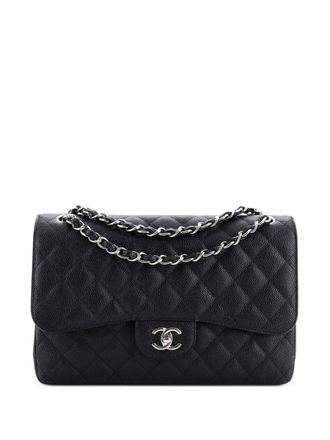 Chanel Classic Double Flap Bag Quilted Caviar Jumbo shoulder bag - women - Calf Leather - One Size - Black