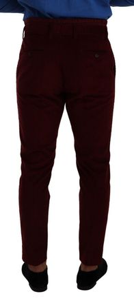 Dolce & Gabbana Bordeaux Velvet Mens Formal Trouser Dress Pants Cotton