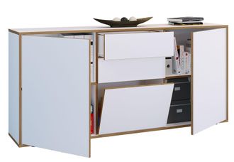VCM Caja De Cajones De Madera Sideboard Con Puertas Giratorias, Cajones Y Solapa Muebles De Oficina Dimensiones Aprox. Al. 74 X An. 160 X P. 33cm - Salia 