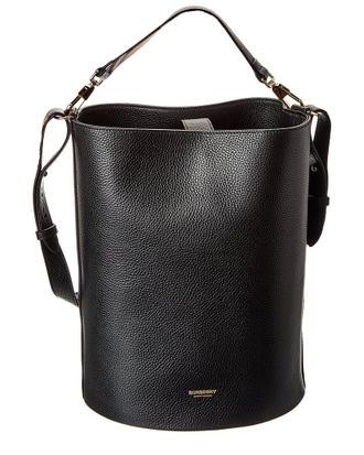 Burberry Logo Medium Leather Bucket Bag