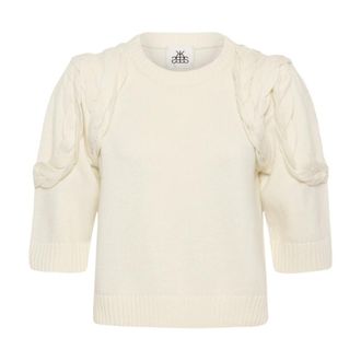 Karen by Simonsen Round-neck Knitwear, female, Beige, Size: 2XL Round-neck Knitwear