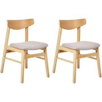 Beliani Set di 2 sedie da pranzo in tessuto grigio e struttura in legno chiaro Smiley