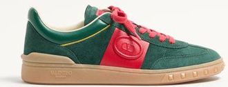 Valentino Garavani Upvillage Low Top Trainer In Split Leather And Calfskin Nappa Leather Man GREEN/RED 39.5