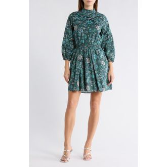 Derek Lam Marisol Floral Long Sleeve Dress in Teal Multi at Nordstrom Rack, Size 00