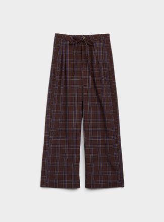 Icone Womens Drawcord-waist checkered twill pant