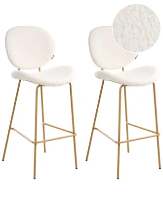 Beliani Set Di 2 Sedie Boucle Bianco Gambe In Ferro Senza Braccioli Luana