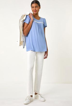 Roman Daisy Trim Stretch Top