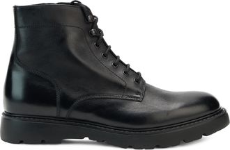 Doucal's Lace-Up Calfskin Ankle Boot - Black