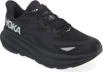 Hoka One One Clifton 9 Gore-Tex Waterproof Running Shoe in Black /Black at Nordstrom, Size 10.5