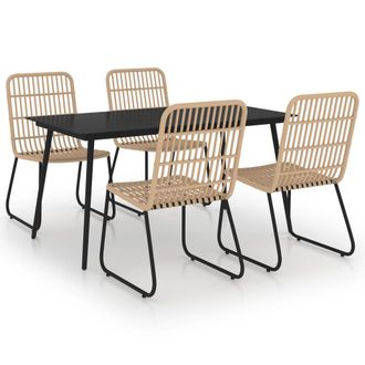vidaXL 5 Pcs Juego De Comidas Para Vidrio De Vime Pe E