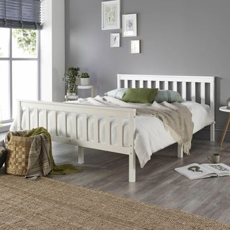 Aspire Home Accents Atlantic Bed Frame with Bonnell Mattress, White Colour | Size: Single