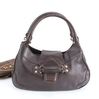 Tod's Brown Dark Brown Leather Handbag Shoulder Bag Tote Bag (Pre-Owned)
