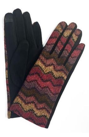 MARCUS ADLER Chevron Jersey Touchscreen Gloves in Berry at Nordstrom Rack