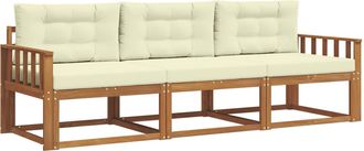 vidaXL Conjunto De Sof&aacute;s De Exterior 3 Uds. Natural Y Crema Vidaxl