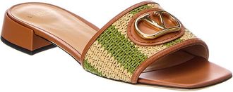 Valentino Vlogo Signature 20 Straw & Leather Sandal