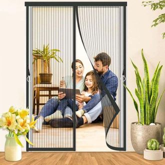 OEM Puerta Mosquitera Magn&eacute;tica De 120 X 220 Cm - Andimei, Color Negro, Con Malla Resistente Y Cierre Autom&aacute;tico, Ideal Para Ni&ntilde;os Y Mascotas