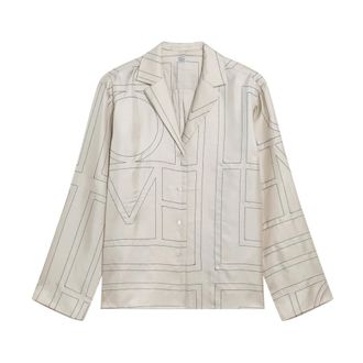 Toteme Shirts, female, White, Size: XS Monogram Silk PJ Top