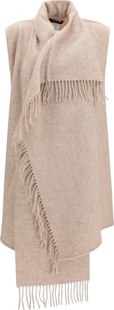 Fabiana Filippi Womens Cape Wool With Fringes Beige Merino (ovis Aries) Scarf Scarfs