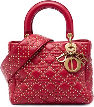 Dior Pre-owned Dior Medium Lambskin Cannage Studded Supple Lady Satchel Ladies OIW8YXYEPXA4L85T