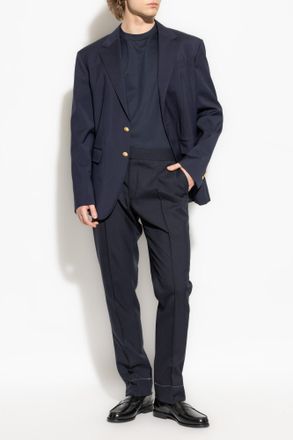 Brioni T-shirt With Patch, Mens, Navy Blue