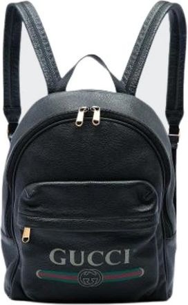 Gucci Pre-owned Vintage Rugzak - Dames - Vintage Rugzakken - Zwart - ONE Size - Leer - Vintage