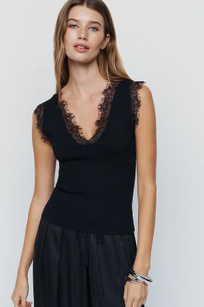 Maeve Lace V Neck Knit Tank Top