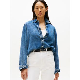 Tommy Hilfiger Lyocell denim overhemd met lange mouwen
